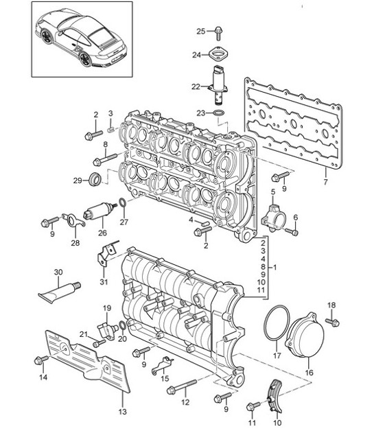Diagram 103-012 Porsche 997 (911) MK2 2009-2012 Moteur