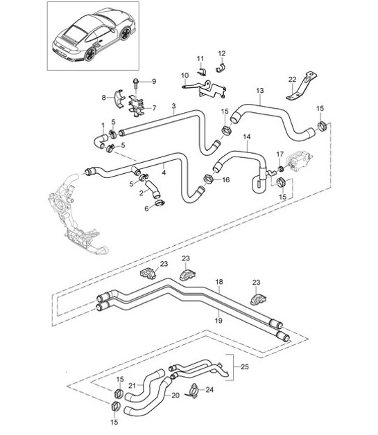 Diagram 105-004 Porsche Cayman S 3.4L 987C MKII 2009-12 Motor