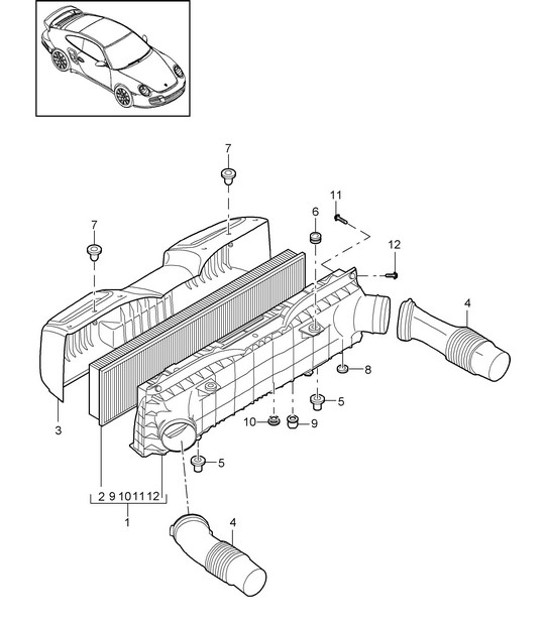 Diagram 106-000 Porsche 997 (911) MK1 2005-2008 Moteur