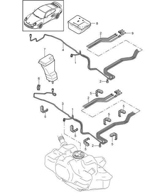 Diagram 201-007 Porsche 997 (911) MK2 2009-2012 Fuel System, Exhaust System