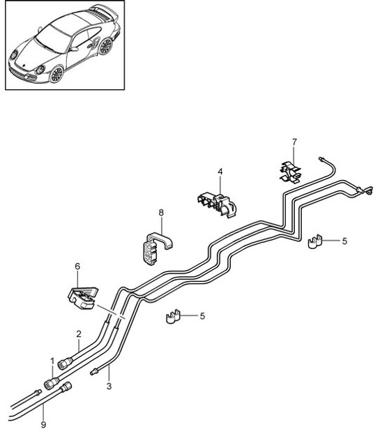 Diagram 201-012 Porsche Cayman GT4 3.8L 2015-16 Fuel System, Exhaust System