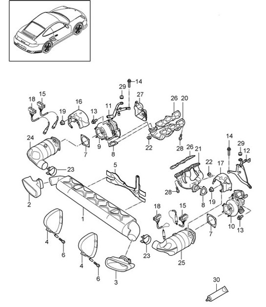 Diagram 202-000 Porsche 997（911）MK2 2009-2012 燃油系统、排气系统
