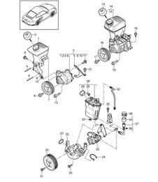 Power steering / Power-steering pump container 997.2 Turbo / GT2 RS 2010-13