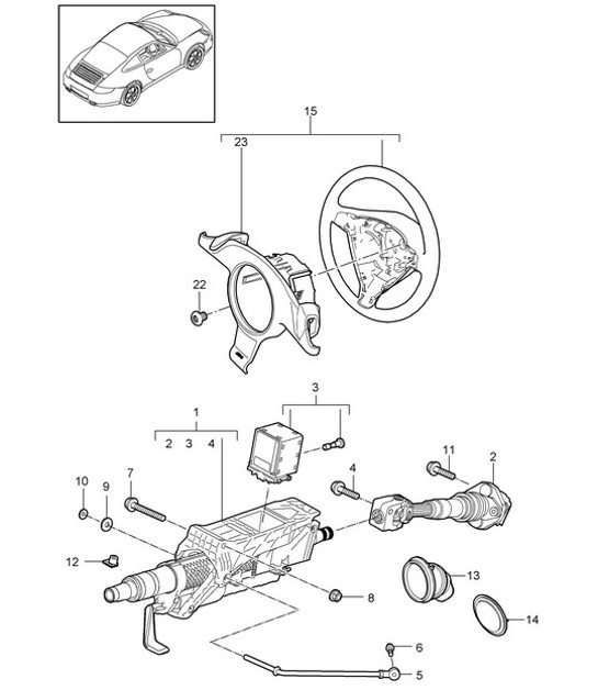 Diagram 403-004 Porsche 997 (911) MK1 2005-2008 Front Axle, Steering 
