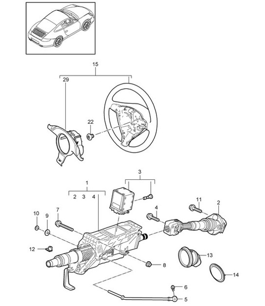 Diagram 403-005 Porsche Panamera 970 MK2（2014-2016年） 前轴、转向 