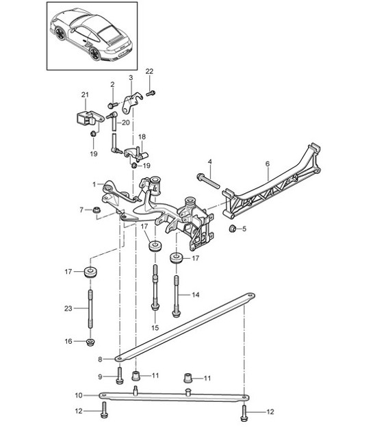 Diagram 501-001 Porsche 996 C4 3.4L 1997-08/01 Rear Axle