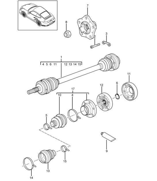 Diagram 501-005 Porsche 992 Carrera 2 GTS 3.6L 敞篷车 