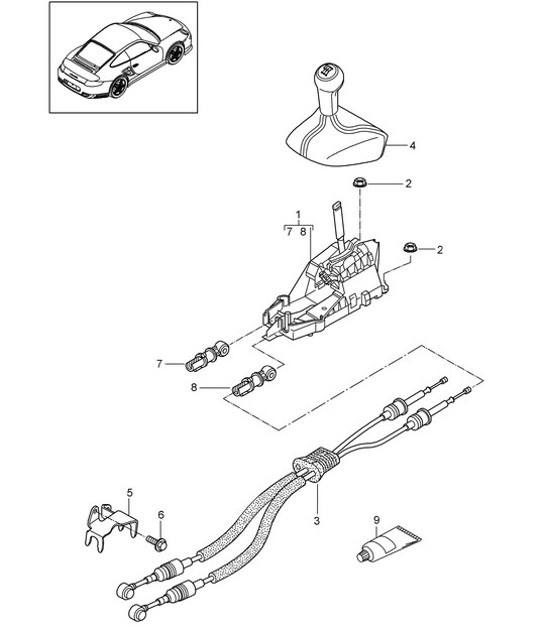 Diagram 701-000 Porsche 996 C4S 3.6L 09/01-2005 Sistema de palanca manual, conjunto de pedales 