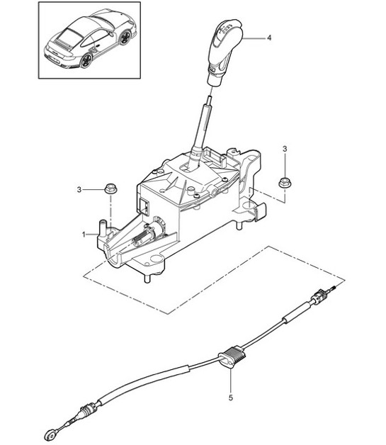 Diagram 701-001 Porsche 997 (911) MK2 2009-2012 Système de levier manuel, groupe de pédales 
