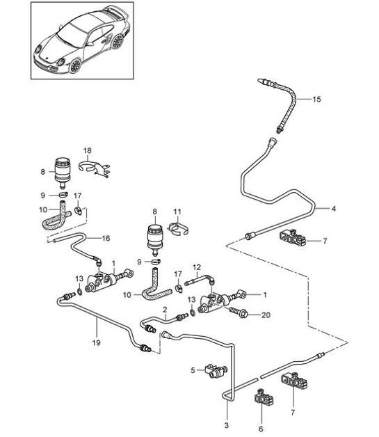 Diagram 702-008 Porsche 卡宴 S 4.5L V8 2003 年>> 手柄系统、踏板组