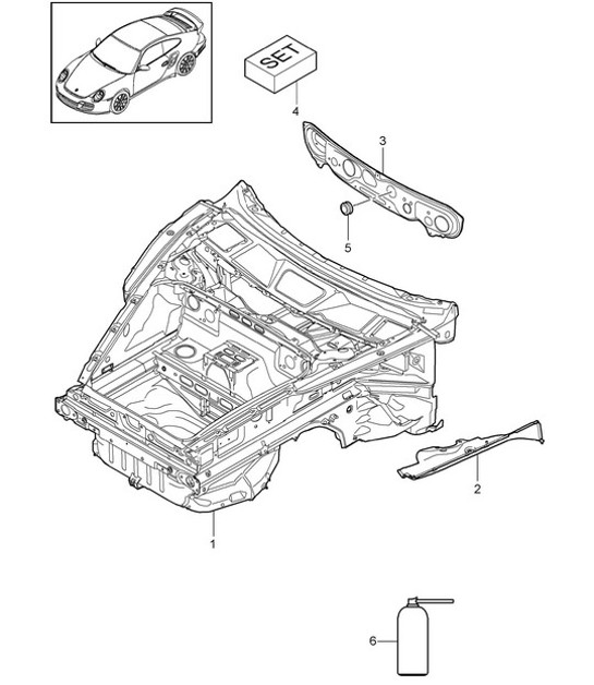 Diagram 801-005 Porsche 997 (911) MK2 2009-2012 Carrosserie