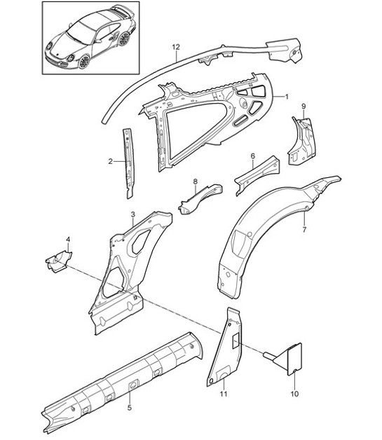 Diagram 801-050 Porsche 开曼 S 3.4L 987C 2005-08  车身
