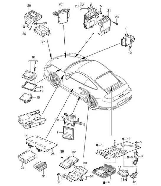 Diagram 901-003 Porsche 997 (911) MK2 2009-2012 Materiale elettrico