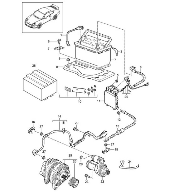 Diagram 902-005 Porsche 997 (911) MK1 2005-2008 Materiale elettrico