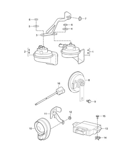 Diagram 903-000 Porsche 997 (911) MK2 2009-2012 Equipo eléctrico