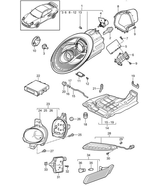 Diagram 905-001 Porsche 卡宴 Coupe E-Hybrid V6 3.0L 340Hp 