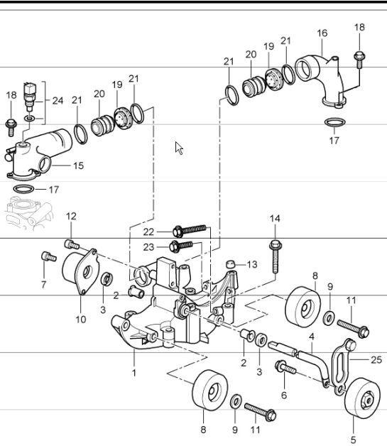 Diagram 101-15 Porsche 开曼 2.7L 987C 2006-08 引擎