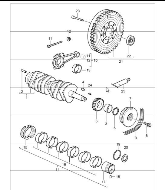 Diagram 102-00 Porsche Cayenne S 4.5L V8 2003>> Motore