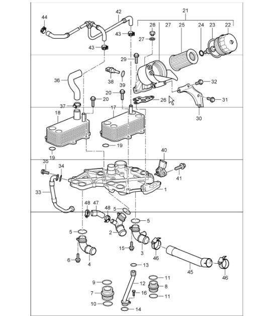 Diagram 104-10 Porsche Cayman 987C/981C（2005-2016 年） 引擎