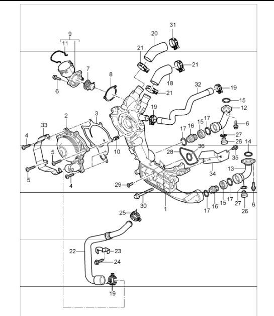 Diagram 105-00 Porsche 卡宴 Turbo 4.5L 2003>> 引擎