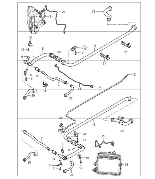 Diagram 105-10 Porsche 卡宴 3.2L V6 2003 年>> 引擎