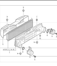 air cleaner for 997.1 TURBO/GT2 M97.70 2007-09 and 997.1 GT2 RS M97.70 2011