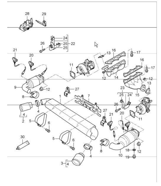 Diagram 202-02 Porsche Cayenne GTS V8 4.8L Petrol 400HP Fuel System, Exhaust System