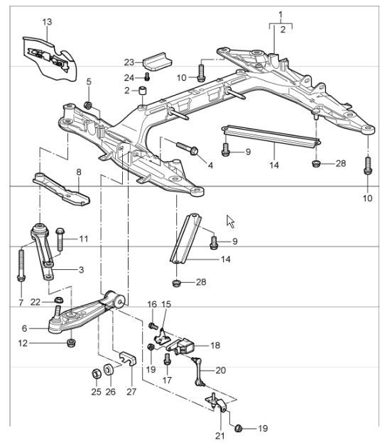 Diagram 401-00 Porsche 卡宴 Turbo S 4.5L 2006>> 前轴、转向 