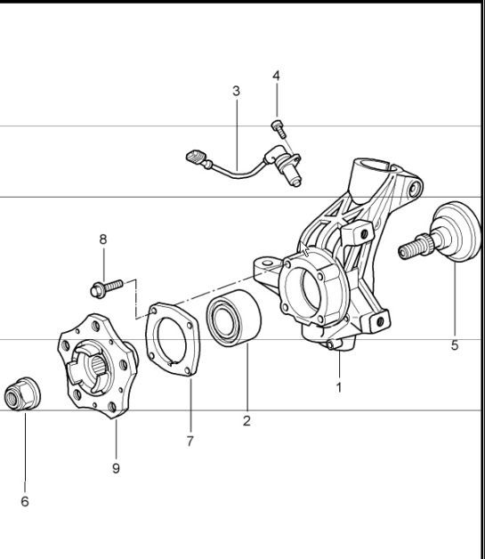 Diagram 401-05 Porsche 997 (911) MK1 2005-2008 Front Axle, Steering 