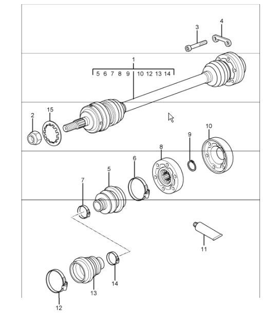 Diagram 401-10 Porsche 卡宴 S 4.5L V8 2003 年>> 前轴、转向 