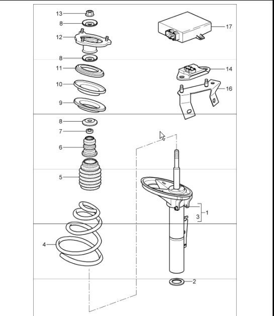 Diagram 402-00 Porsche 997（911）MK1 2005-2008 前轴、转向 