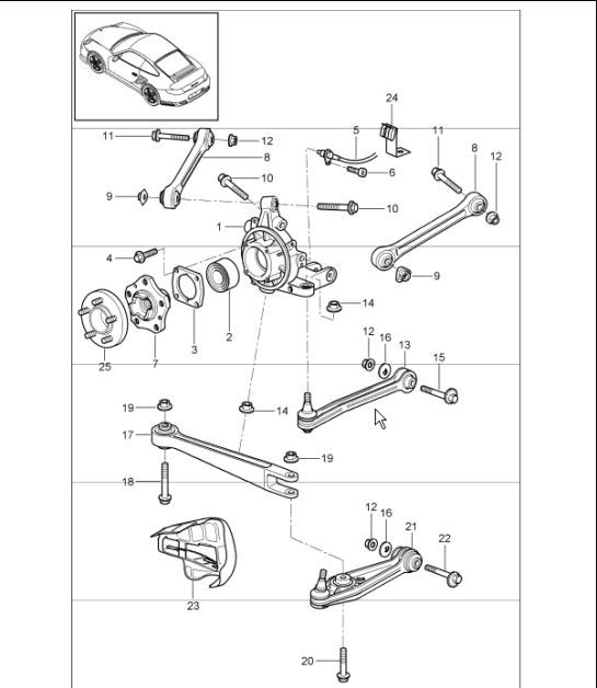Diagram 501-00 Porsche Cayman 987C/981C（2005-2016 年） 后轴