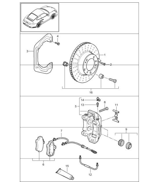 Diagram 603-00 Porsche 968 (1992-1995) Ruedas, Frenos