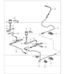 clutch actuation, clutch master cylinder and clutch pipeline for 997.1 TURBO 2007-09