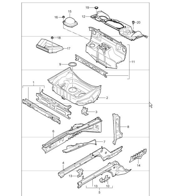 Diagram 801-10 Porsche Boxster 986/987/981（1997 年 - 2016 年）  车身