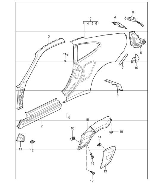 Diagram 801-55 Porsche 997 (911) MK1 2005-2008 Carrozzeria