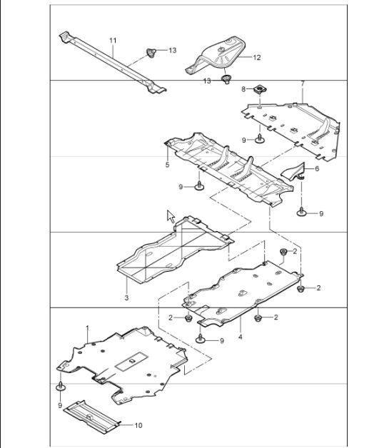 Diagram 801-70 Porsche 996 (911) (1997-2005) Carrosserie