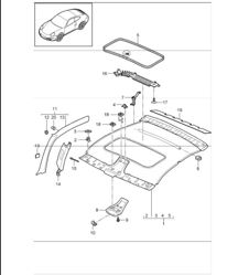 rooflining a-pillar 997.1 TURBO COUPE 2007-09