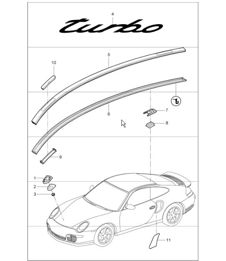 insignias, decorative fittings and stone guard film for 997.1 TURBO 2007-09