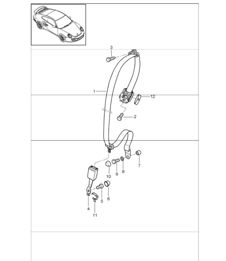 seat belt rear 997.1 TURBO CABRIO 2007-09