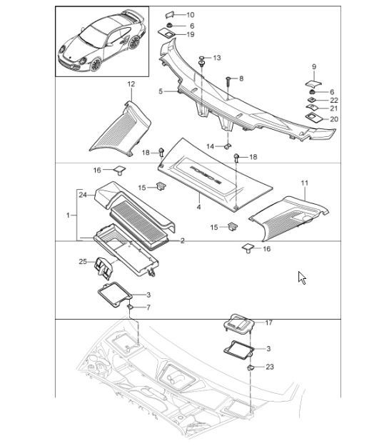 Diagram 813-20 Porsche Cayman S 718 2.5L Manual (350Bhp) Body