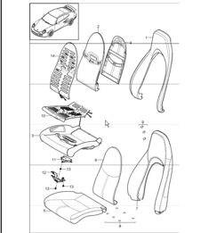 foam part, cover, comfort seat and ventilation component for 997.1 TURBO COUPE / CABRIO 2007-09