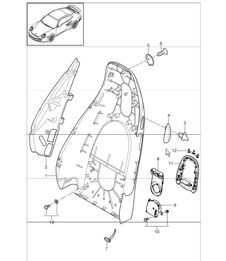 backrest shell, standard seat and comfort seat 997.1 TURBO COUPE / CABRIO 2007-09