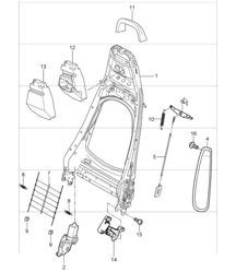 backrest frame, sports seat 997.1 TURBO 2007-09