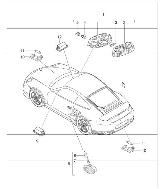 Diagram 903-04 Porsche 997 Carrera 2 3.6L 2005>> Materiale elettrico