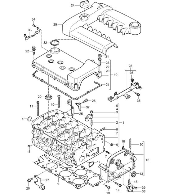 Diagram 103-02 Porsche 卡宴 9PA (955) 2003-2006 引擎