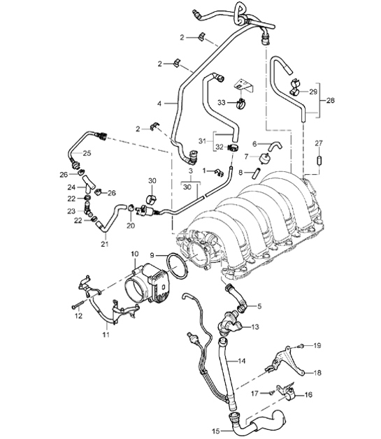 Diagram 107-00 Porsche 卡宴 3.2L V6 2003 年>> 引擎
