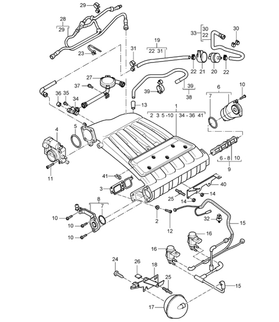 Diagram 107-02 Porsche Cayenne Turbo 4.5L 2003>> Engine
