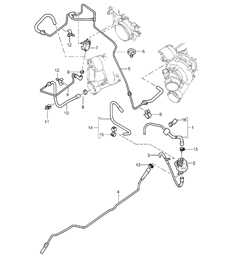 Turbocompressore gas di scarico / Linea di controllo / Linea di pressione - M48.50 - 955 Cayenne 2003-06