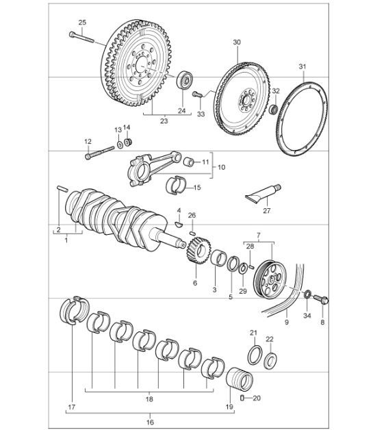 Diagram 102-00 Porsche Panamera Turbo V8 4.8L Moteur